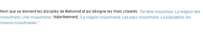 Définition musulman ACAD 1932
