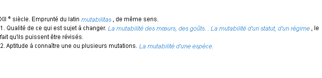 Définition mutabilité ACAD 1986