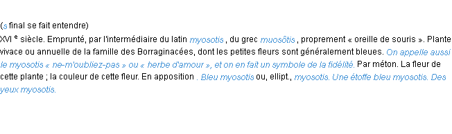 Définition myosotis ACAD 1986