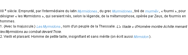 Définition myrmidon ACAD 1986