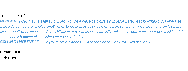 Définition mystification Emile Littré