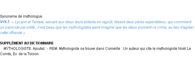 Définition mythologiste Emile Littré