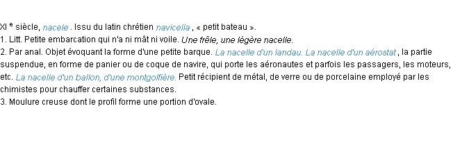 Définition nacelle ACAD 1986