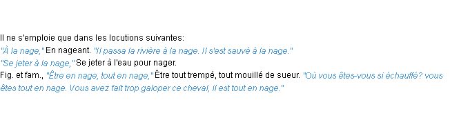 Définition nage ACAD 1835