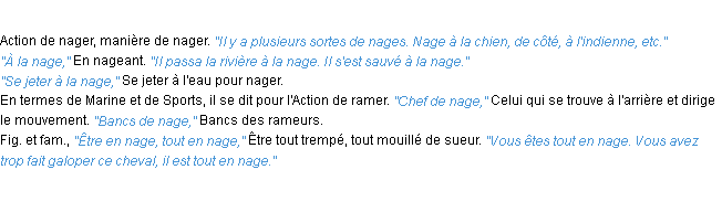 Définition nage ACAD 1932