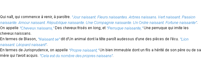 Définition naissant ACAD 1798