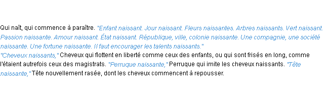 Définition naissant ACAD 1835