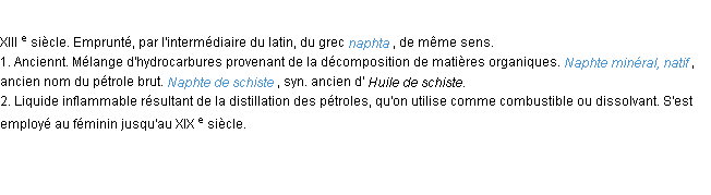 Définition naphte ACAD 1986