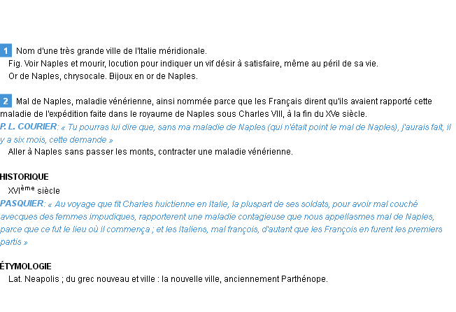 Définition naples Emile Littré