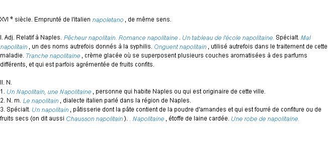 Définition napolitain ACAD 1986