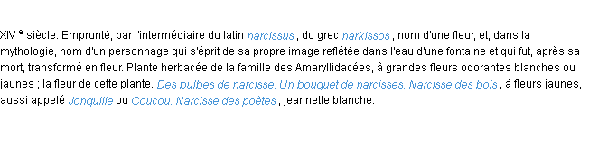 Définition narcisse ACAD 1986