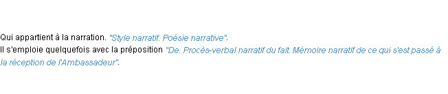 Définition narratif ACAD 1798