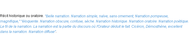 Définition narration ACAD 1798