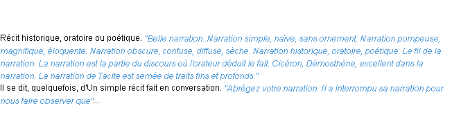 Définition narration ACAD 1835