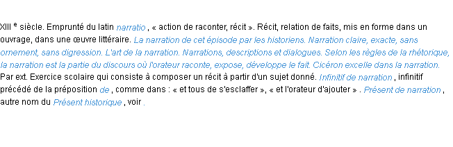 Définition narration ACAD 1986