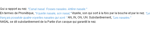 Définition nasal ACAD 1932