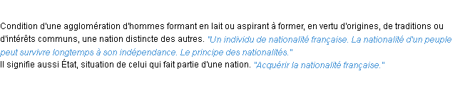 Définition nationalité ACAD 1932