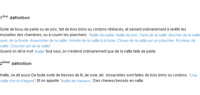 Définition natté ACAD 1798