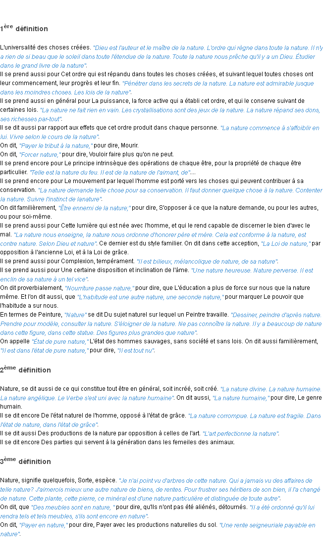 Définition nature ACAD 1798