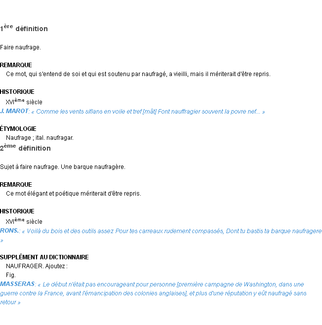 Définition naufrager Emile Littré