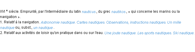 Définition nautique ACAD 1986