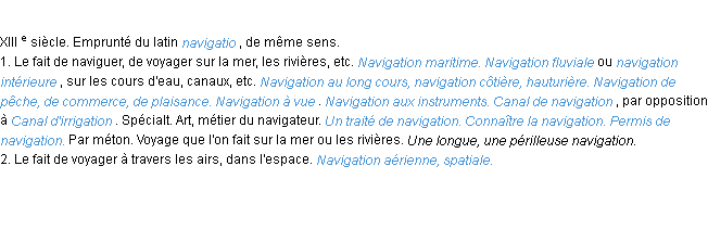 Définition navigation ACAD 1986