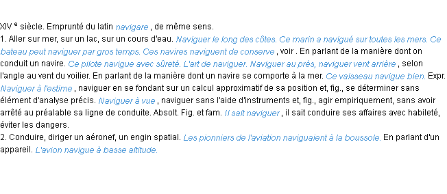 Définition naviguer ACAD 1986