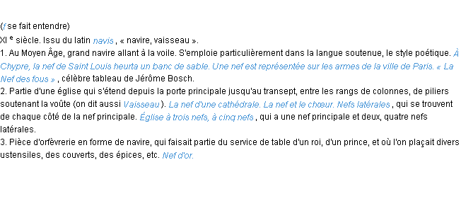 Définition nef ACAD 1986