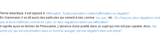 Définition négation ACAD 1798