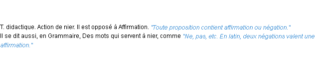 Définition négation ACAD 1835