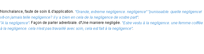 Définition negligence ACAD 1694