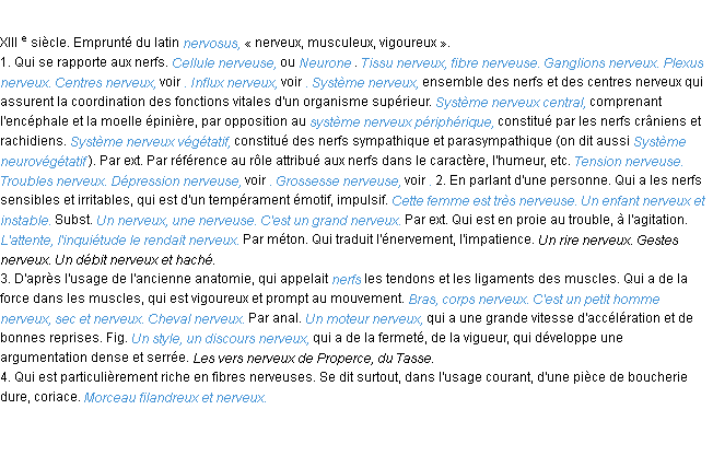 Définition nerveux ACAD 1986