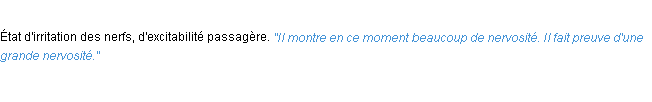 Définition nervosité ACAD 1932