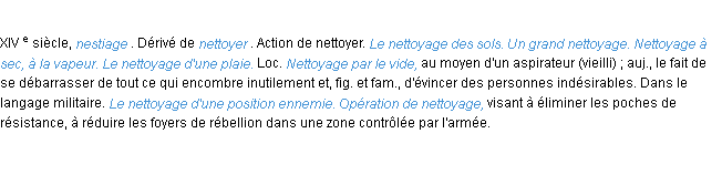 Définition nettoyage ACAD 1986