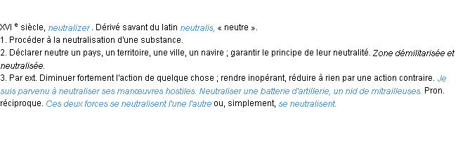 Définition neutraliser ACAD 1986