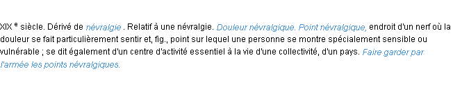 Définition névralgique ACAD 1986