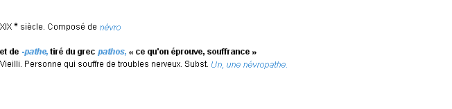 Définition névropathe ACAD 1986