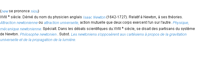 Définition newtonien ACAD 1986