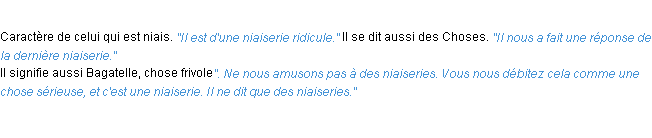 Définition niaiserie ACAD 1932