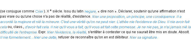 Définition nier ACAD 1986