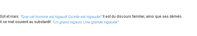 Définition nigaud ACAD 1798