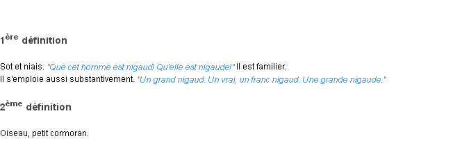 Définition nigaud ACAD 1835