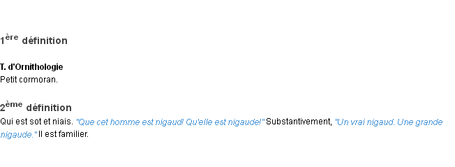 Définition nigaud ACAD 1932