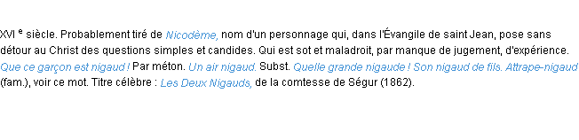 Définition nigaud ACAD 1986