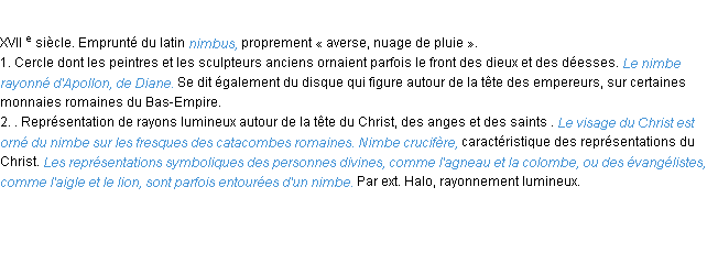 Définition nimbe ACAD 1986