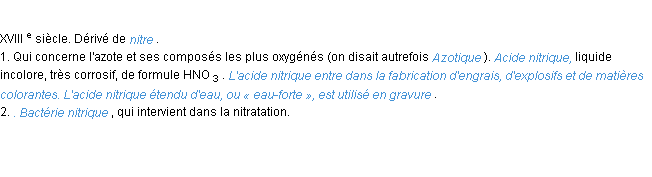 Définition nitrique ACAD 1986