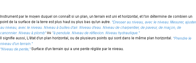 Définition niveau ACAD 1835