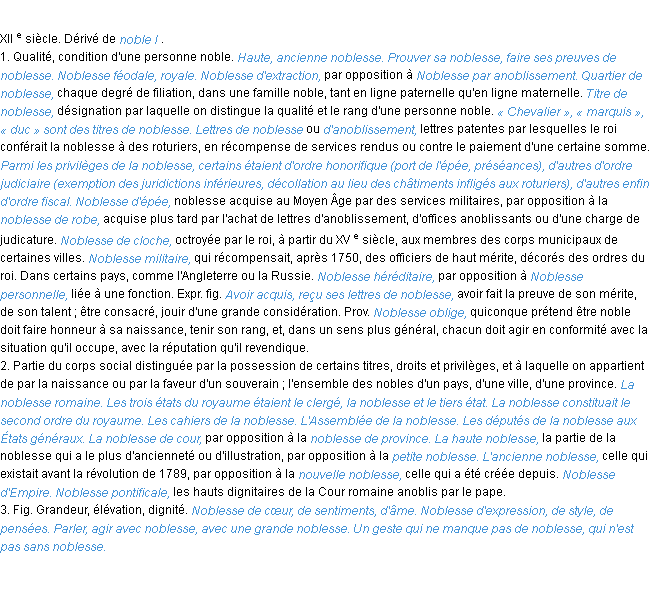Définition noblesse ACAD 1986