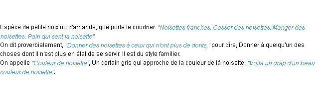Définition noisette ACAD 1798