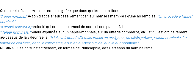 Définition nominal ACAD 1932